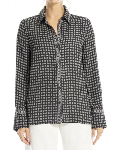 Max Studio Button Front Blouse In Gray