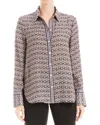 Max Studio Printed Long Sleeve Button-up Shirt In Black
