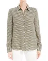 Max Studio Printed Long Sleeve Button-up Shirt In Green