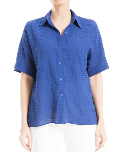 Max Studio Button Front Collar Shirt In Blue