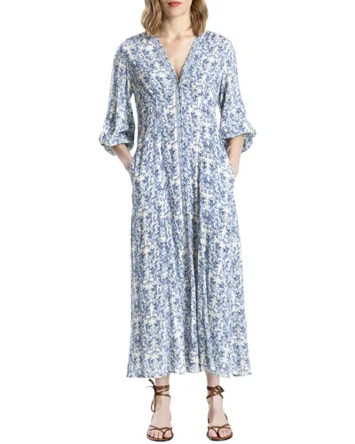 Max Studio Button Front Maxi Dress In Blue