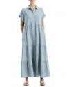 Max Studio Button-front Tiered Maxi Shirt Dress