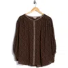 Max Studio Button Front Top In Brown