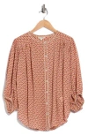 Max Studio Button Front Top In Brown