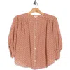 Max Studio Button Front Top In Pink