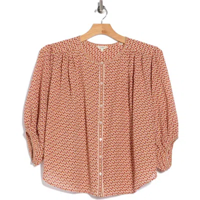 Max Studio Button Front Top In Pink