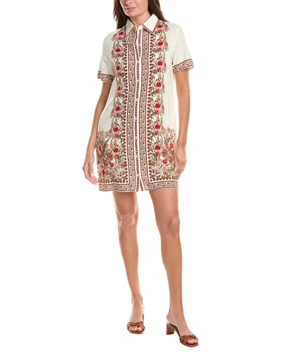 Max Studio Button-front Mini Shirt Dress In Neutral