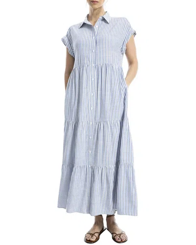 Max Studio Button-front Tiered Maxi Shirtdress In Blue