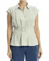 Max Studio Pin Tuck Pleat Button Front Shirt In Green