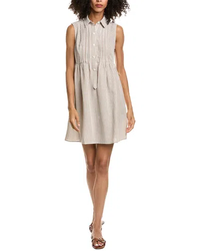 Max Studio Cap Sleeve Front Pleat Mini Dress In White