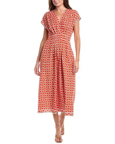 Max Studio Cap Sleeve Front Tuck Midi Dress In Red