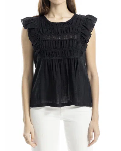 Max Studio Cap Sleeve Lace Insert Blouse In Animal Print