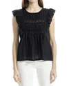 Max Studio Cap Sleeve Lace Insert Blouse In Black