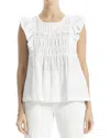Max Studio Cap Sleeve Lace Insert Blouse In White