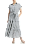 Max Studio Cap Sleeve Maxi Shirtdress In Gray