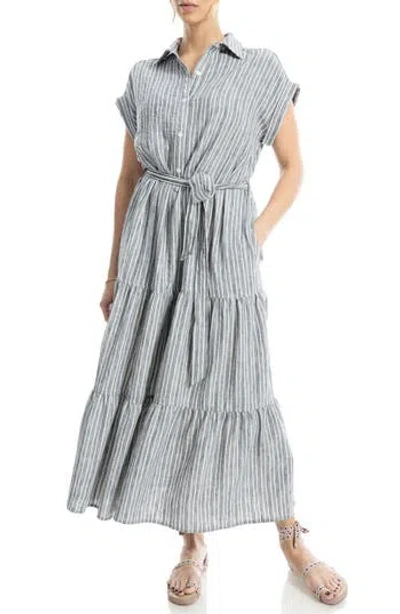 Max Studio Cap Sleeve Maxi Shirtdress In Gray