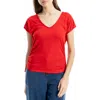 Max Studio Cap Sleeve Ruched Crinkled Knit Top