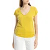 Max Studio Cap Sleeve Ruched Crinkled Knit Top