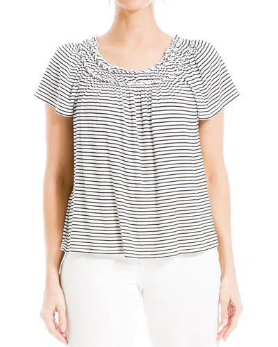 Max Studio Cap Sleeve Stripe Top In Black