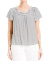 Max Studio Cap Sleeve Stripe Top In White