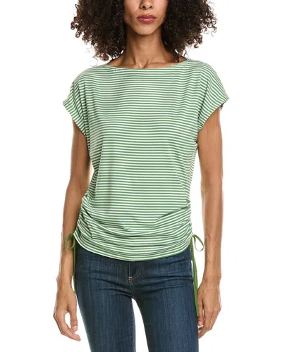 Max Studio Cap Sleeve Stripe Top In White