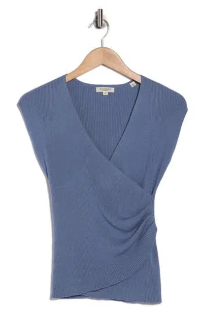 Max Studio Cap Sleeve Wrap Sweater In Blue