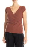 Max Studio Cap Sleeve Wrap Sweater In Brown