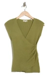 Max Studio Cap Sleeve Wrap Sweater In Green