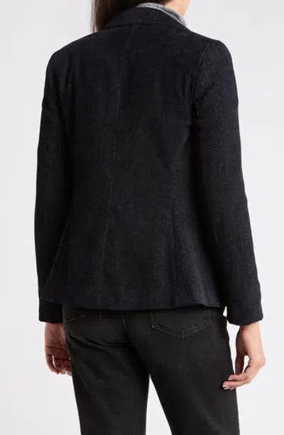 Max Studio Chenille Double Breasted Blazer In Blue