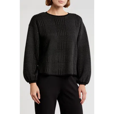 Max Studio Chevron Crewneck Sweater In Black