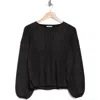 Max Studio Chevron Crewneck Sweater In Black/charcoal