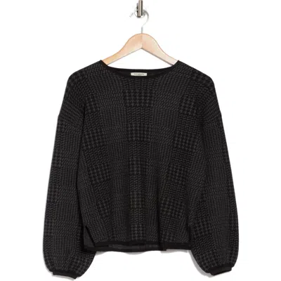 Max Studio Chevron Crewneck Sweater In Black/charcoal