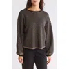 Max Studio Chevron Crewneck Sweater In Black/taupe