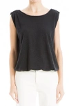 Max Studio Cinch Shoulder Bubble Tank In Black