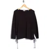 Max Studio Cinching Side Tie Pullover Sweater In Black