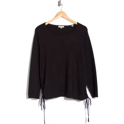 Max Studio Cinching Side Tie Pullover Sweater In Black