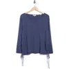 Max Studio Cinching Side Tie Pullover Sweater In Blue