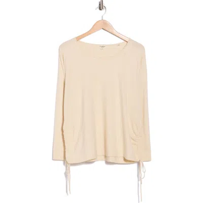 Max Studio Cinching Side Tie Pullover Sweater In Neutral