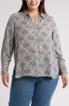 Max Studio Circle Stripe Long Sleeve Button-up Shirt