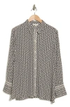 Max Studio Circle Stripe Long Sleeve Button-up Shirt In Black/cream Shamrock Streamer