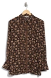 Max Studio Circle Stripe Long Sleeve Button-up Shirt In Black/vintage Floral