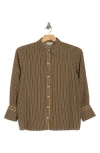 Max Studio Circle Stripe Long Sleeve Button-up Shirt In Brown