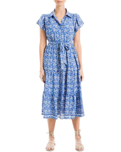 Max Studio Collar Midi Dress In Blue