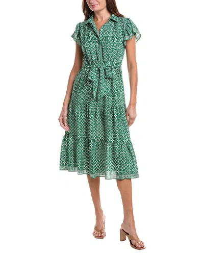 Max Studio Collar Midi Dress In Green
