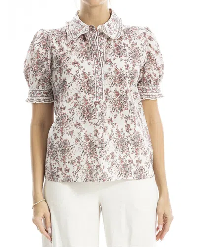 Max Studio Collar Top In White