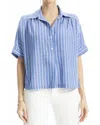Max Studio Collared Button-front Blouse In Blue