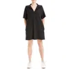 Max Studio Collared Contrast Stitch Shift Dress In Black/white Contrast