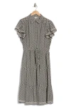 Max Studio Collared Midi Dress In Blk/crm Shmrk Stmrs