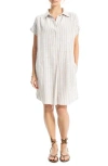 Max Studio Collared Pinstripe Dress In Off White/beige Stripe