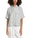 Max Studio Collared Short Sleeve Shirt In Gray